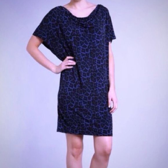 Michael Kors Blue Animal Print Dress Size Large - Picture 1 of 9